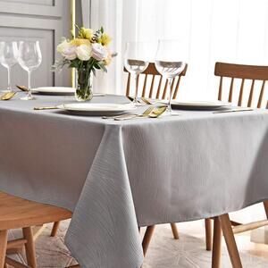 maxmill Jacquard Table Heavy Weight Soft Tablecloth Rectangle 52 x 70 Light Grey
